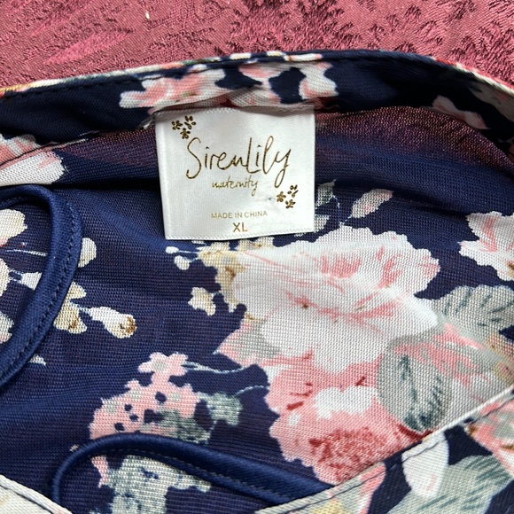 🆕Siren lily Maternity button up midi sheer floral dress w slip Navy size XL - Picture 7 of 8